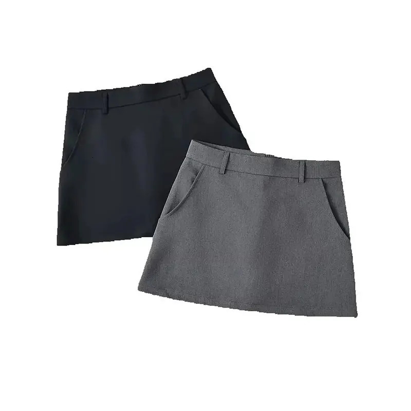 Mooyufon Women Fashion Solid Back Zipper ALine Mini Skirt Vintage High Waist Female Chic Lady Skirts 250514