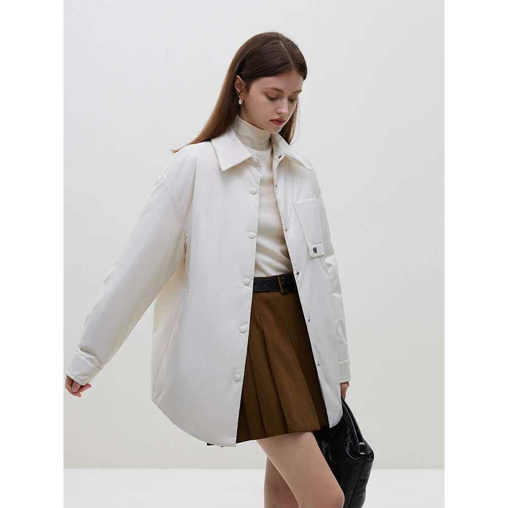 FSLE Office Lady Fashionable Warm College Style Shirt Down Jacket For Women's Winter New Casual Loose Women Shirts 23Fs14121