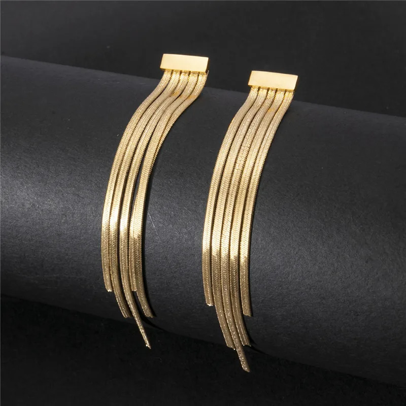 Stainless Steel Earring Fashion Geometric Long Tassel Chain Drop Earrings for Women Minimalism Dangle Earings Kpop Jewelry 250513