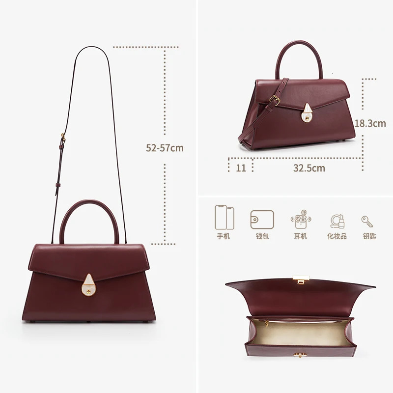 Genuine Leather Womens Bag Model Large Capacity Handheld Crossbody Fashionable and Versatile for Autumn Winter 250514