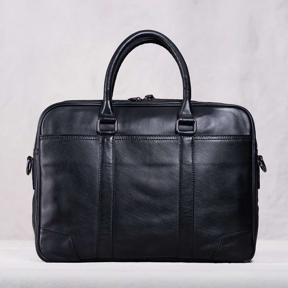 Genuine Leather Casual Men Handbag Man Briefcase Business Shoulder Large Capacity Crossbody 15.6 Inch Laptop Office Bags NUPUGOO