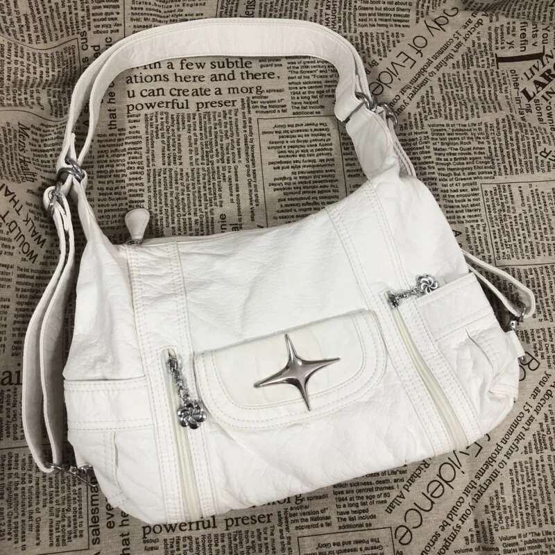 Soft Leather Large Capacity Tote Star Classic Shoulder Y2k Korean Casual Crossbody Bag Versatile Student Bags
