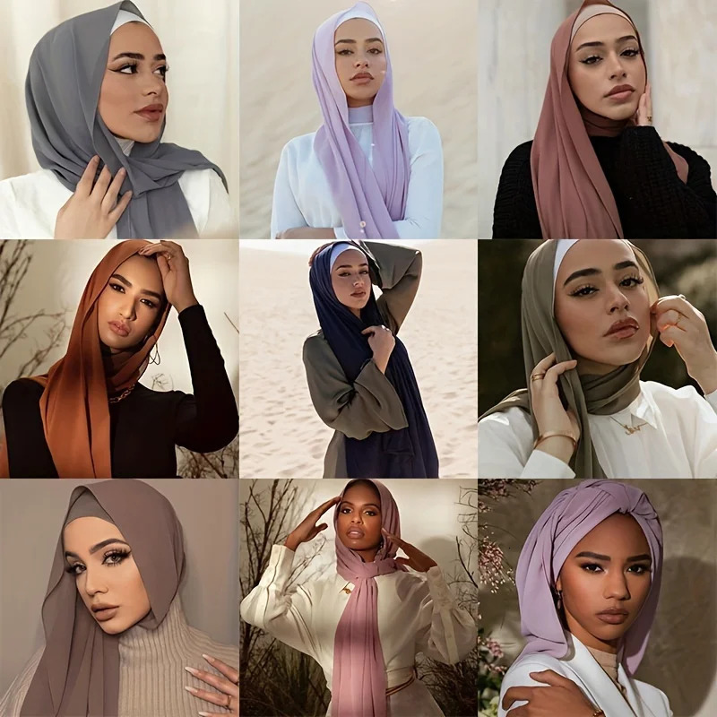 Elegant Bubble Chiffon Shawl Hijab Women Lightweight Shawl and Wrap Female Foulard Perfect for Casual Outings and Evening Events 250514