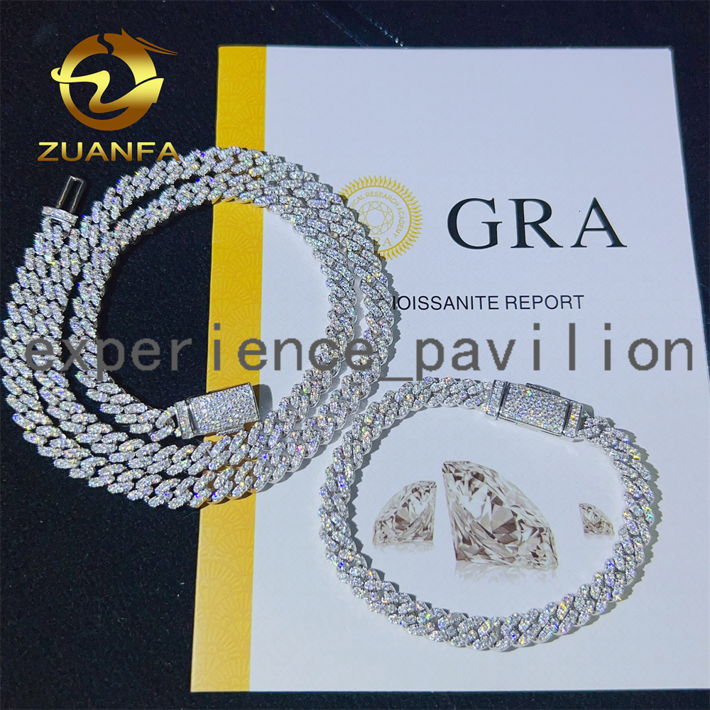 Fine Jewelry Women Micro Paved Cuban Bracelets D VVS Lab Diamond Cuban Link Chain Iced Out 925 Silver Moissanite Cuban Bracelet
