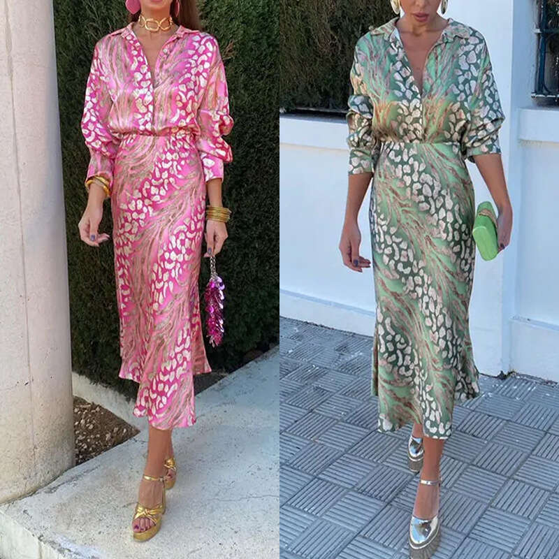 2025 Spring New Womens Printed Elegant Collar Long Sleeve Shirt High Waist Skirt Fashion Set for Women Fashion New Pattern Printing New Product New Ar