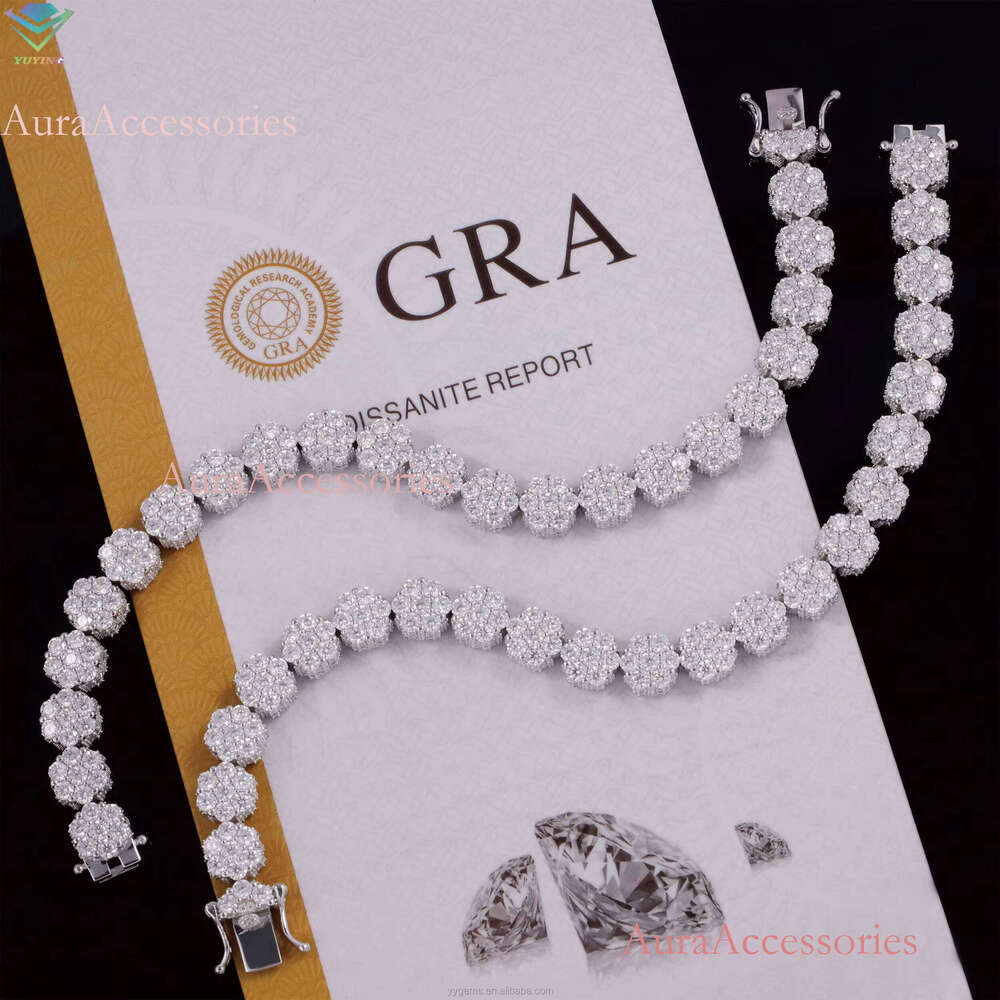Dia Sterling Sier 10mm VVS Moissanite Dias Cuban Link Bracelet With GRA Certificate