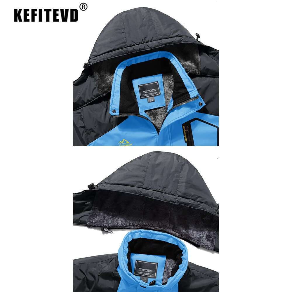 KEFITEVD Men's Winter Ski Waterproof Warm Thick Fleece Hiking Jackets Raincoats Snow Jacket Coats Windbreaker Man Parka Designer