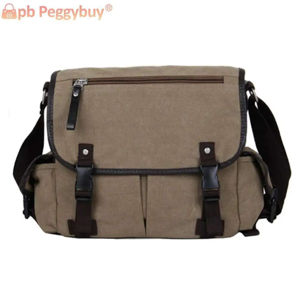 Vintage Messenger Bag Multi Pockets Crossbody Bags For Men Water Resistant 14 Inch Laptop Pouch Adjustable Strap For School Work