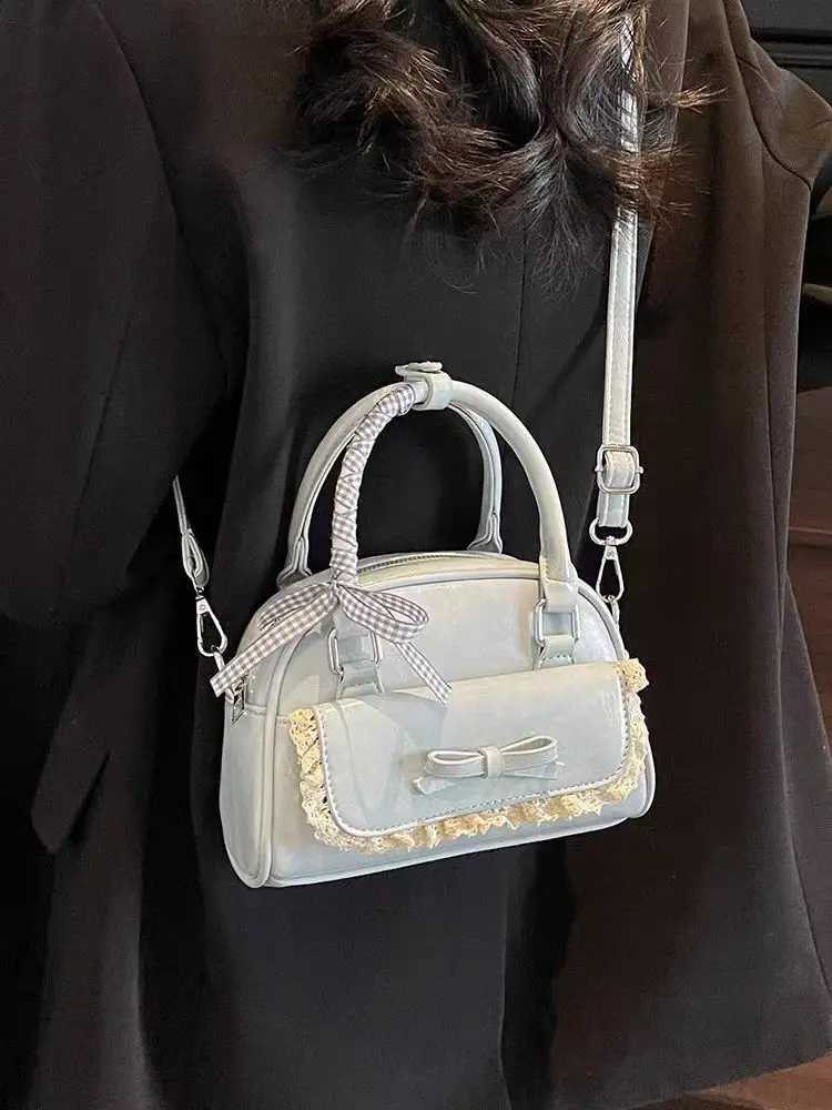 Luxury Designer Brand Mini Square Crossbody Bag For Wen 2025 New Sweet Bow Lace Handbag Fi PU Leather Shoder Bag Z250514
