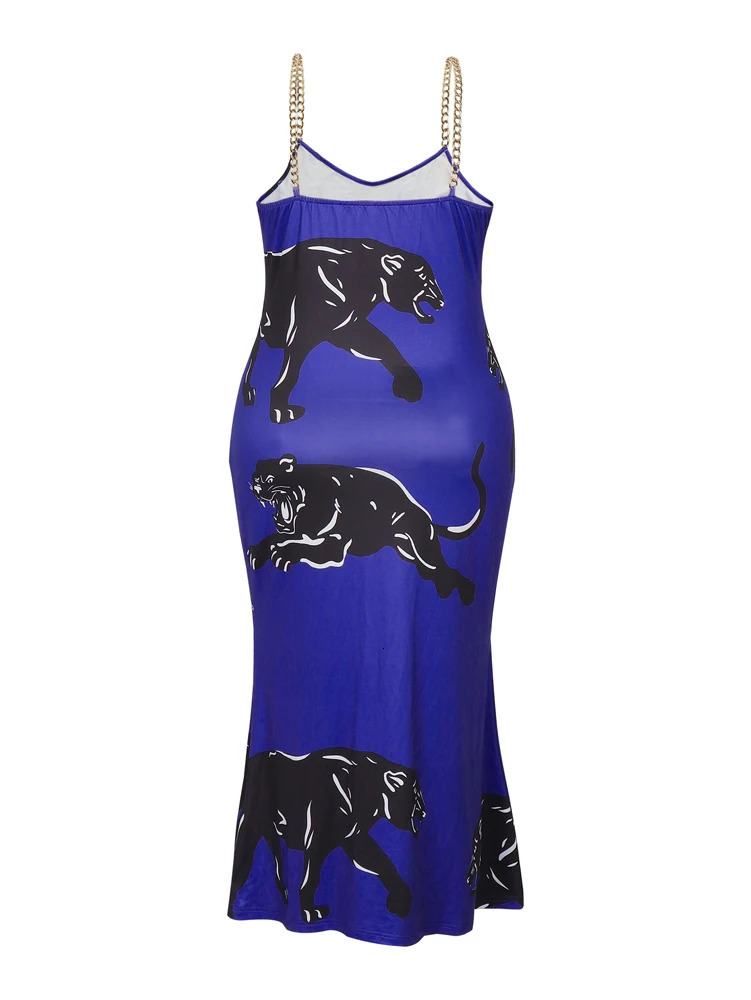 Plus Size Mujer 2025 Verano Nuevo Cuello Redondo Vestido Sin Mangas Estampado AnimalRopa Elegante Slim Mujer 250509