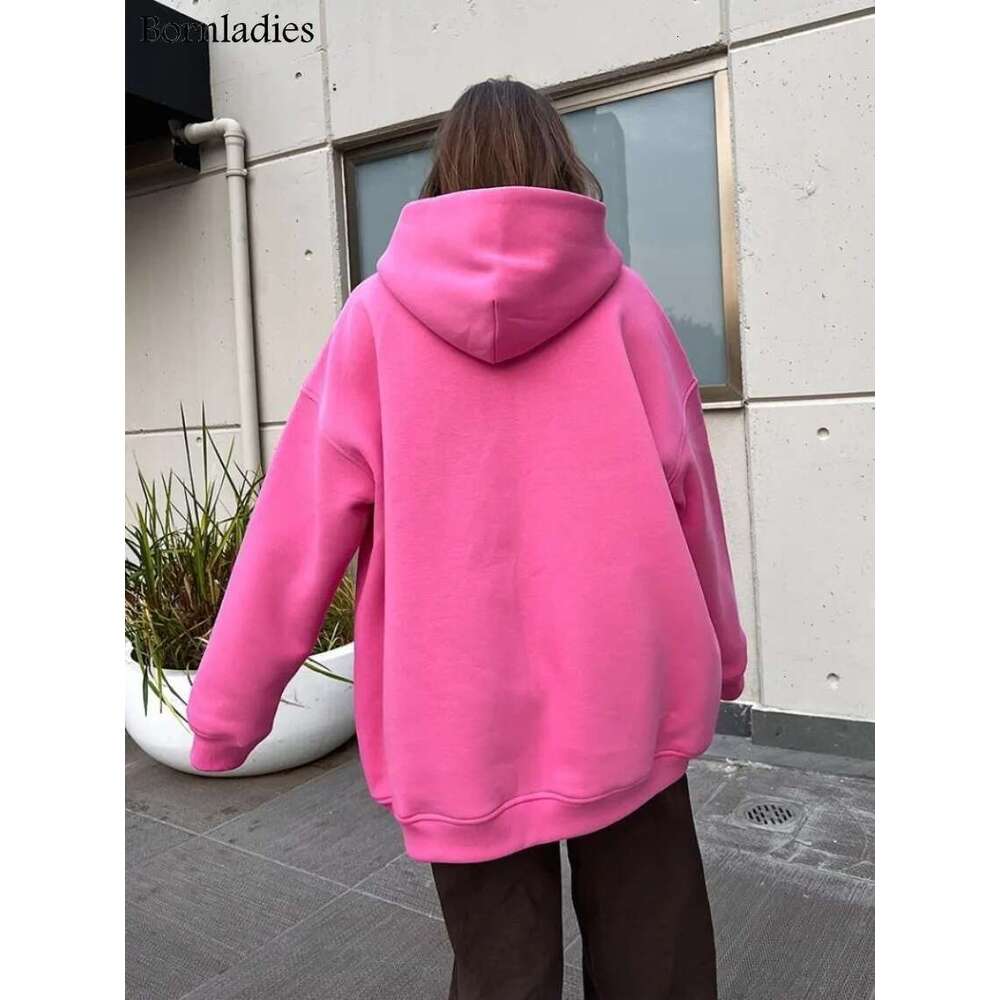 Bornladies Oversized Hoodies & For Women Autumn Winter Thick Warm Fleece Sweatshirts Girls Streetwear Loose Pullover Designer