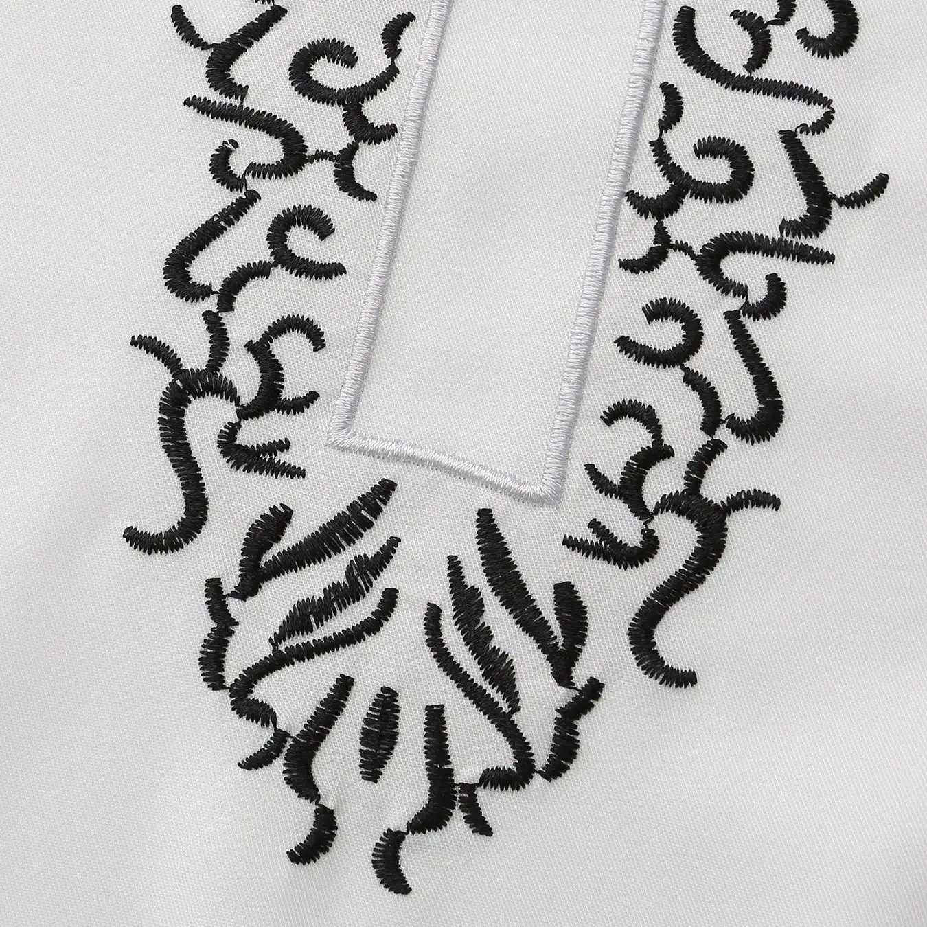 UNI 2024 New Mens Luxury White Muslim Moroccan Style Abaya Classic Embroidered Long Sleeve Formal Wear Islamic Arabic Thobe X250514
