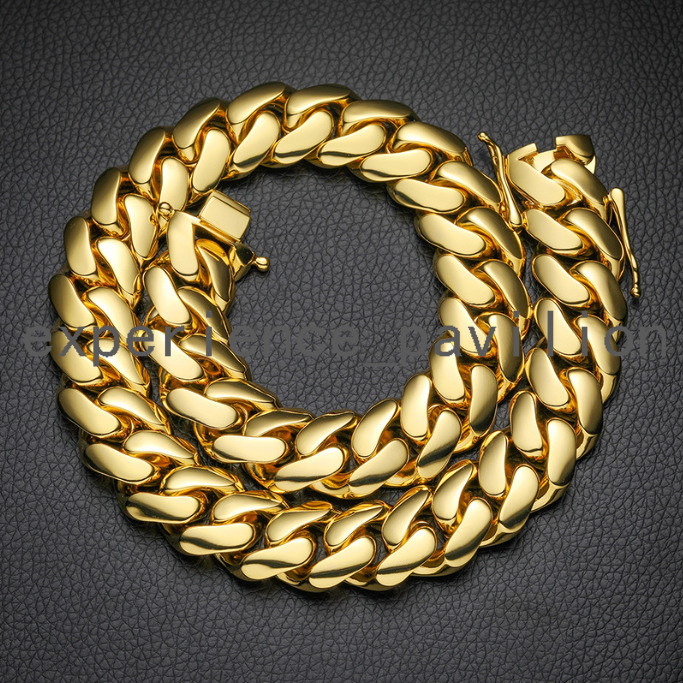 Fashion Jewelry 10/12/14/16/18/20/22mm Real Gold Plated Brass Big Cuban Link Miami Cuban Bracelet Ready to Ship Jewelry