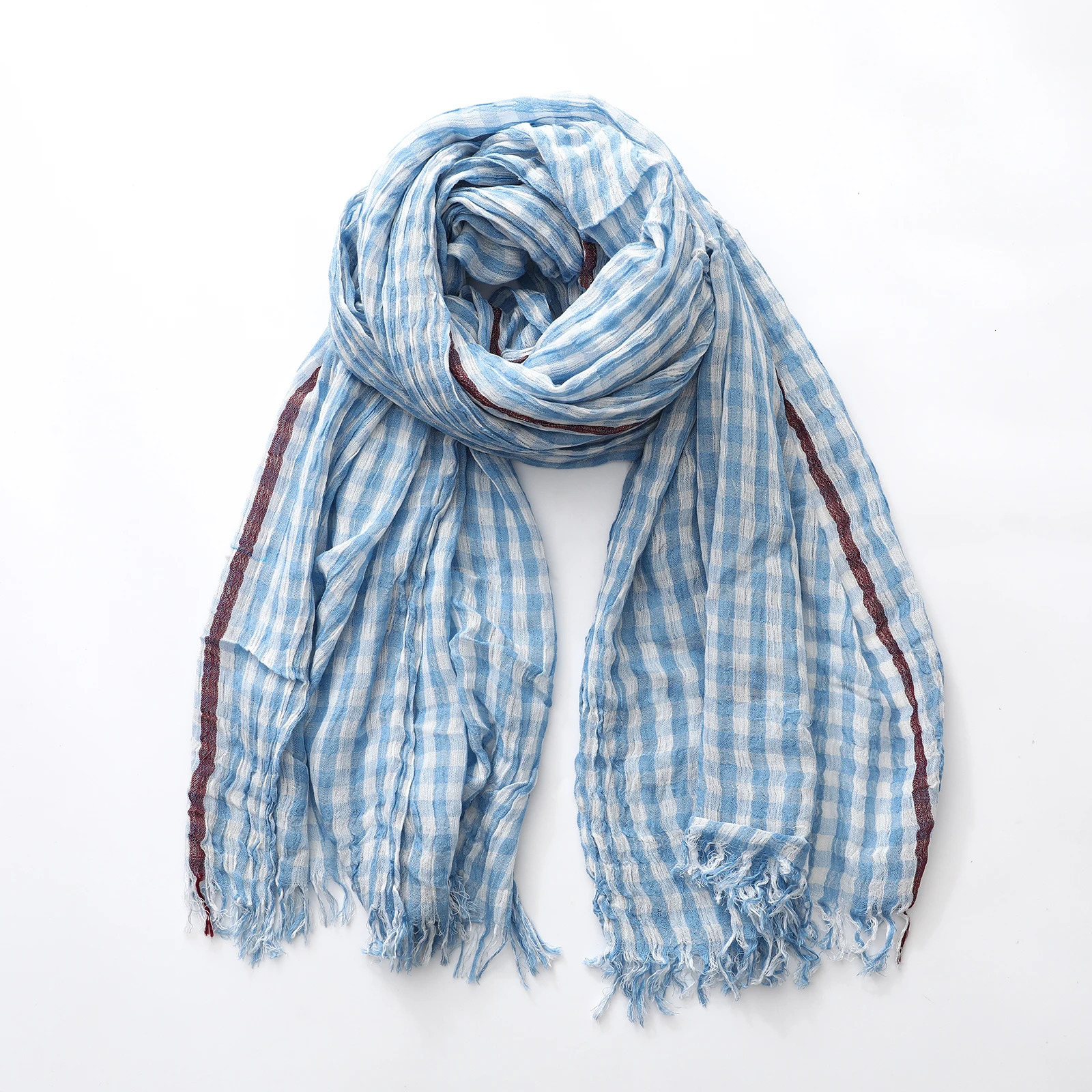 Cotton Linen Plaid Fashion Women Scarf Autumn Winter Warm Neckerchief Pashmina Casual Male Accessories Tassel Bufandas Shawls 250514
