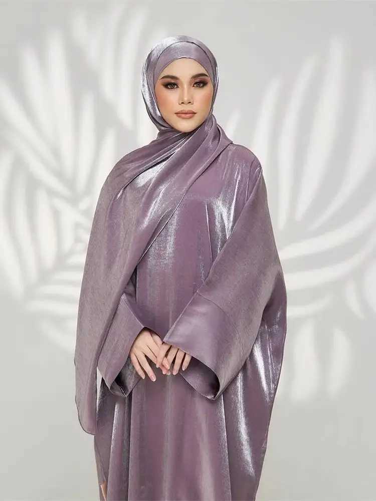 Ramadan Eid Satin Abaya Dubai Khimar Muslim Kaftan Dress Islamic African Dresses For Prayer Clothes Women Caftan Marocain Femme X250514