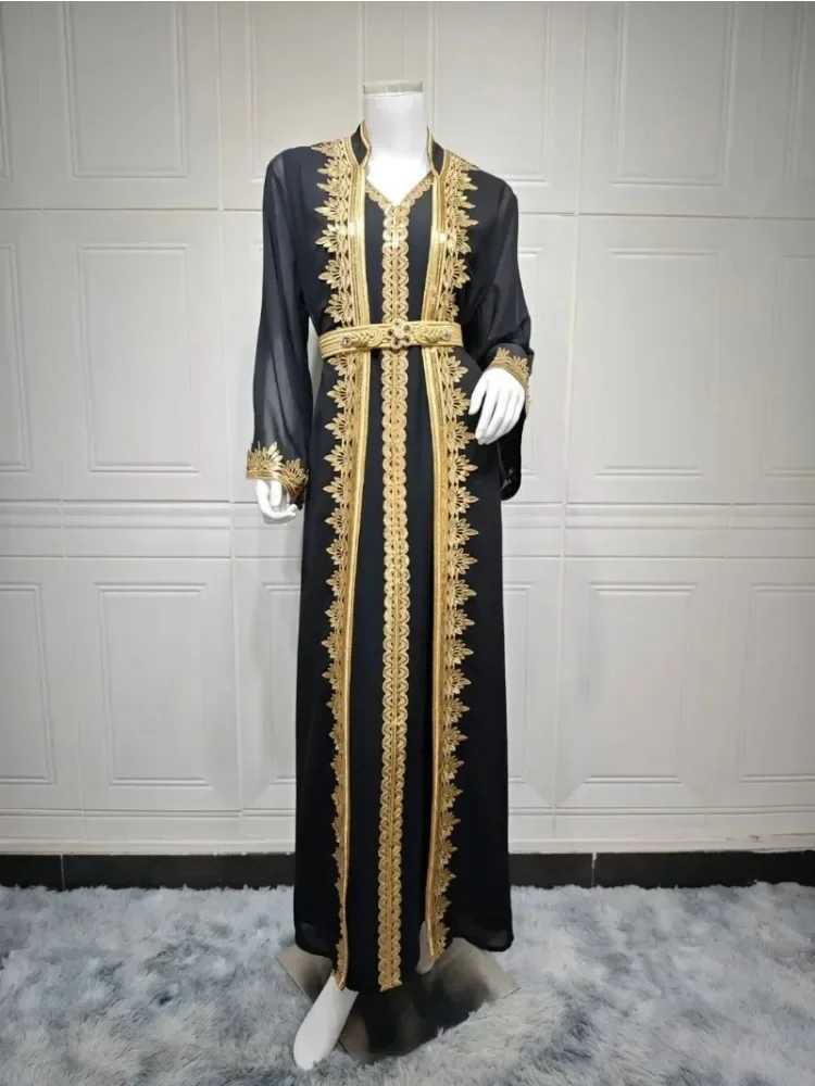 Eid Muslim Women Party Dresses 2 Piece Set Embroidery Arab Long Robe Ramadan Dubai Abayas Islam Kaftan Muslim Dress Women X250514