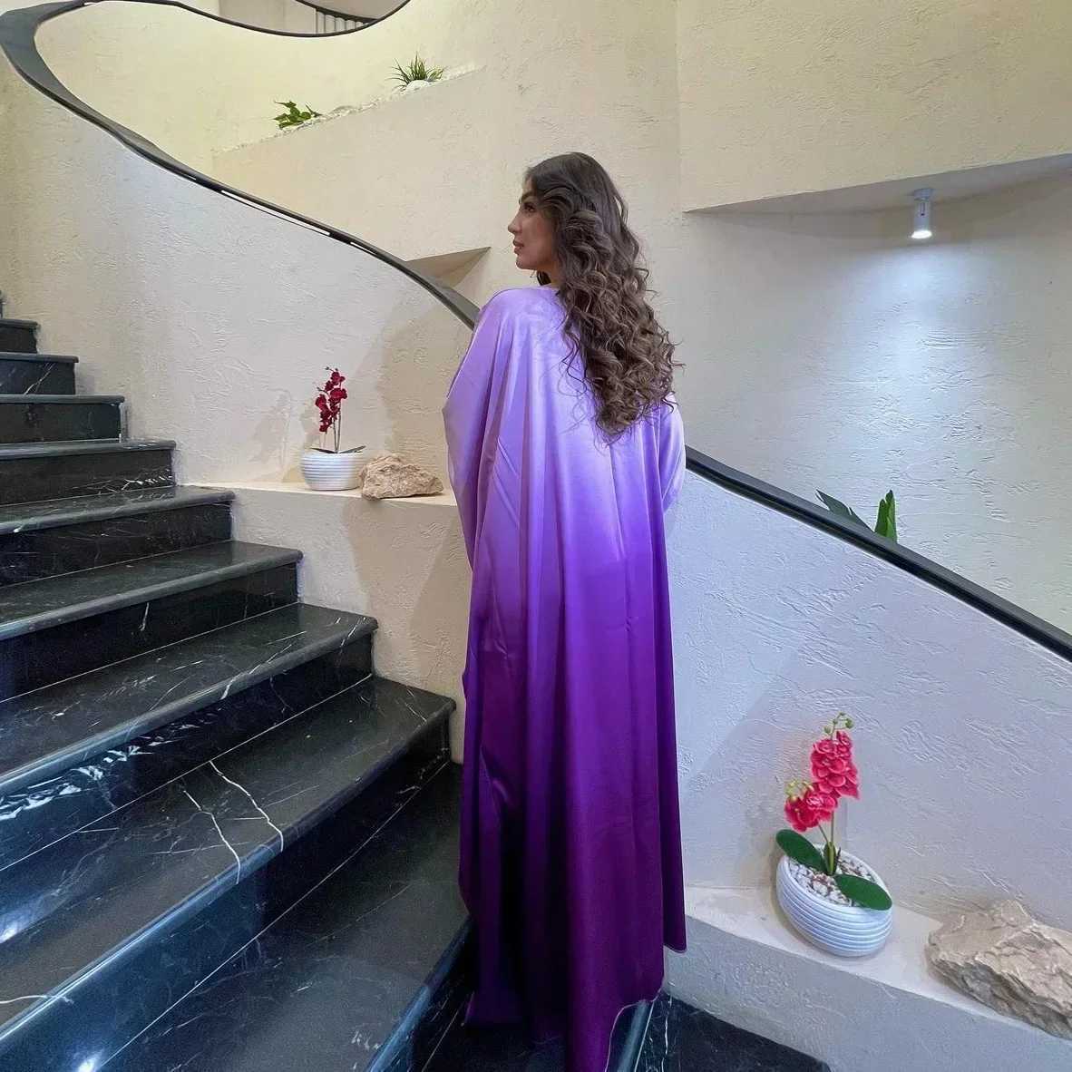 Morocco Party Satin Bat Slve Muslim Women Abaya Maxi Dress Dubai Turkey Kaftan Arab Gown Loose Islamic Vestidos Jalabiya Robe X250514