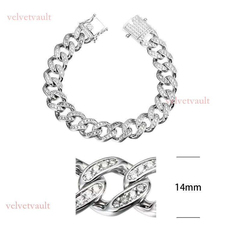 Hip hop jewelry fashion Miami Cuban enters the cold palace cubic zirconia rhinestone pure sier bracelet