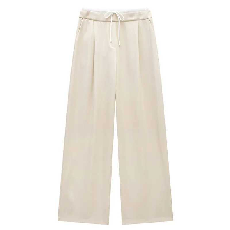 TRAF Womens Pants Baggy Wide Pants Woman Office Wear Pleats Black Pants For Women Autumn Casual High Waist Formal Trousers M250514