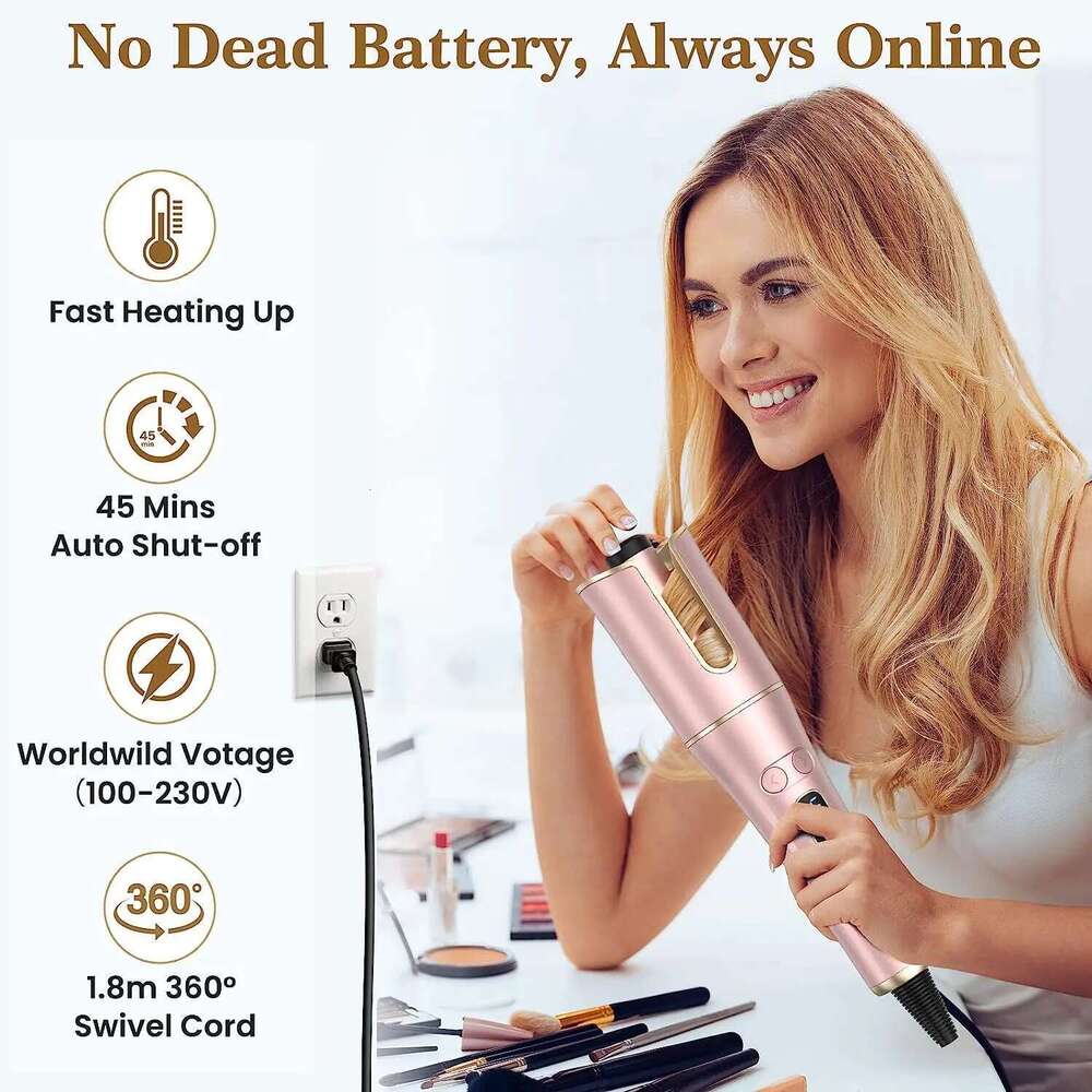 Automatic Curler Wand with 4 Temperatures 3 Timers & LCD Display Curling Iron Dual Voltage Hair Styling