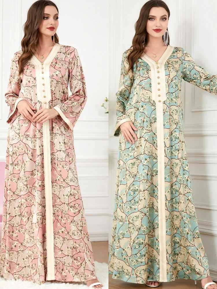 Abaya Muslim Women Dress V Neck Jalabiya Morocco Party Dress Abayas Casual Vestidos Largo Robe Moroccan Caftan Ramadan 2025 X250514