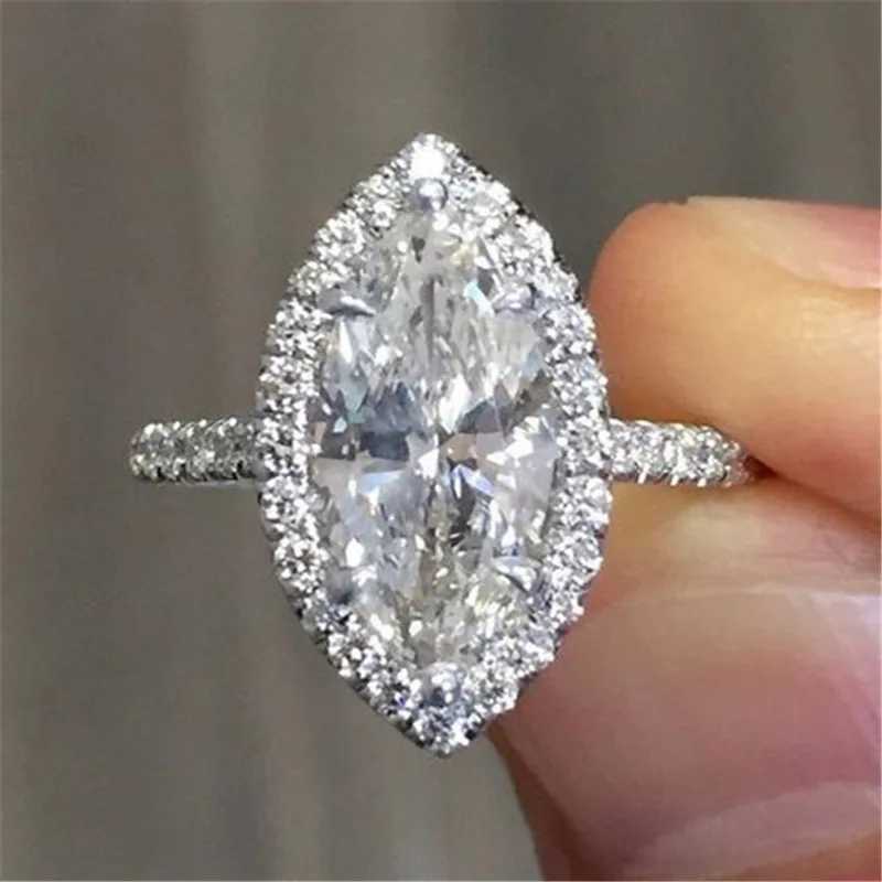 925 Sterling Silver Cubic Zirconia Women Ring Proposal Finger Ring for Girlfriend Simple Design Bling CZ La RingsXJ250514