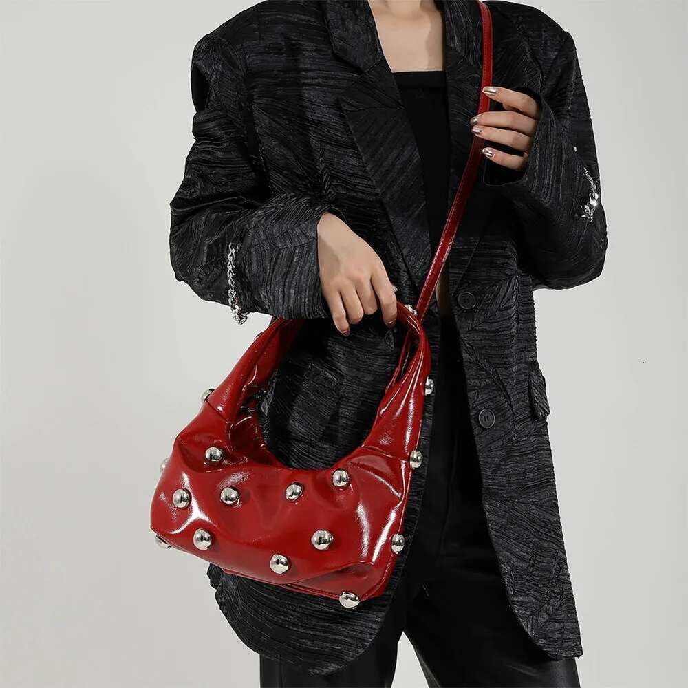 Women PU Rivet Shoulder Stylish Crossbody Adjustable Strap Trendy Underarm Fashion Tote Handbag Outdoor Travel Bag