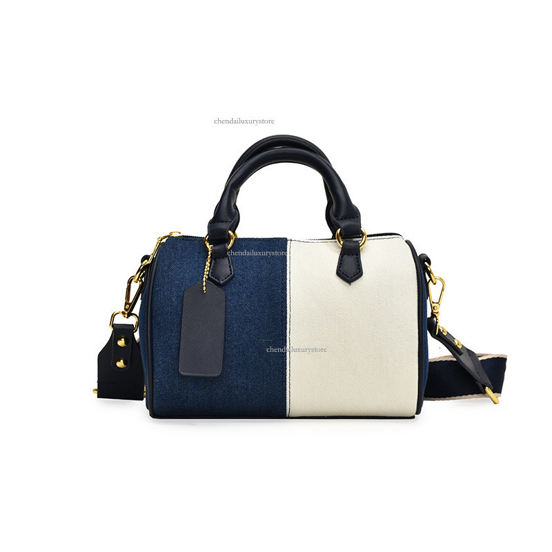 Free Shipping Designer Bag Women's Boston Comparison Splicing Cowboy Handbag New Fashion Pillow Single Shoulder Crossbody Bag College Student Bac