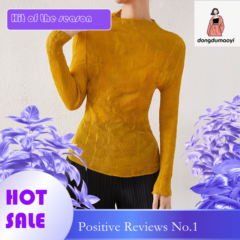 dongdumaoyi Wrinkled top transparent spring and autumn three house T-shirt slim fit base long sleeved new sexy silk shirt for women