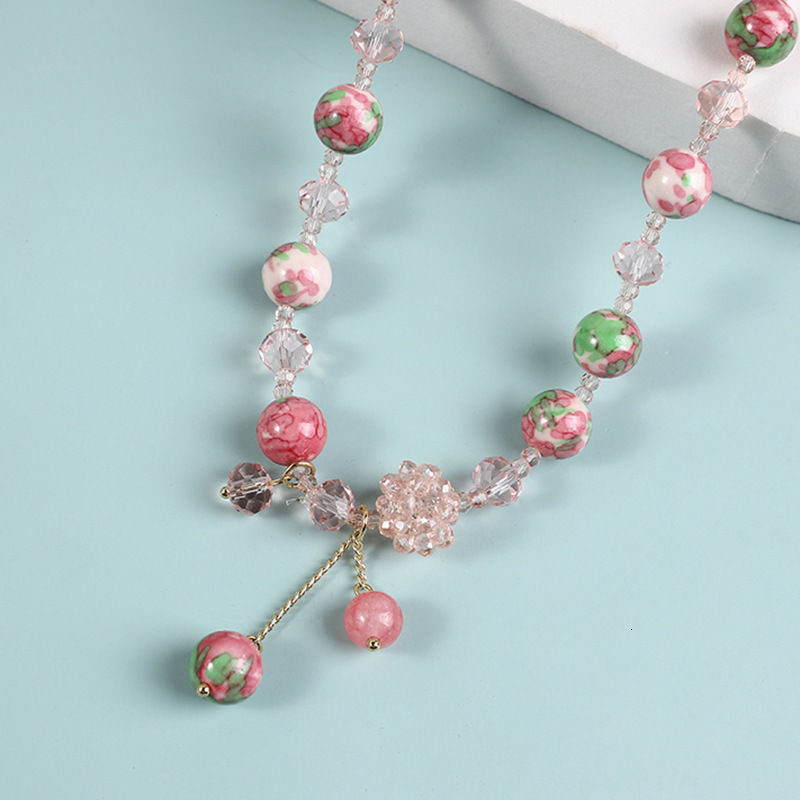 Creative and Personalized Korean Women's Rain Colored Stone Fashion Crystal Elastic Rope Double Loop Bracelet Hand String Jewelry