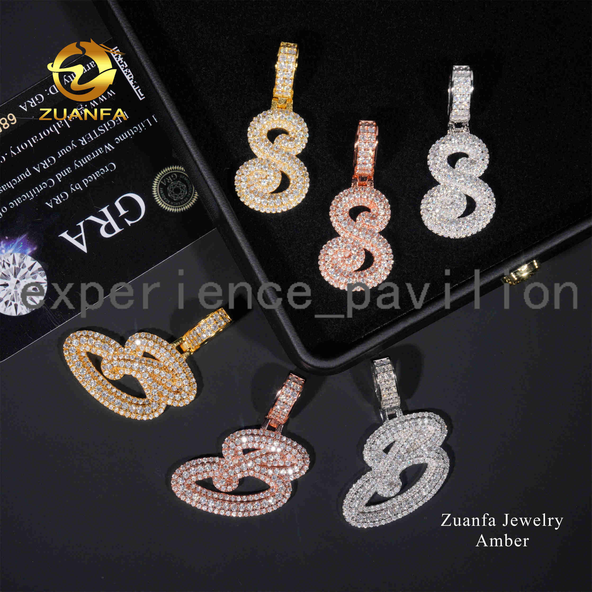 Wholesale Price Hip Hop Jewelry Women Men Necklace Vvs Moissanite Diamond Iced Out White Gold Plated Moissanite Letter Pendant