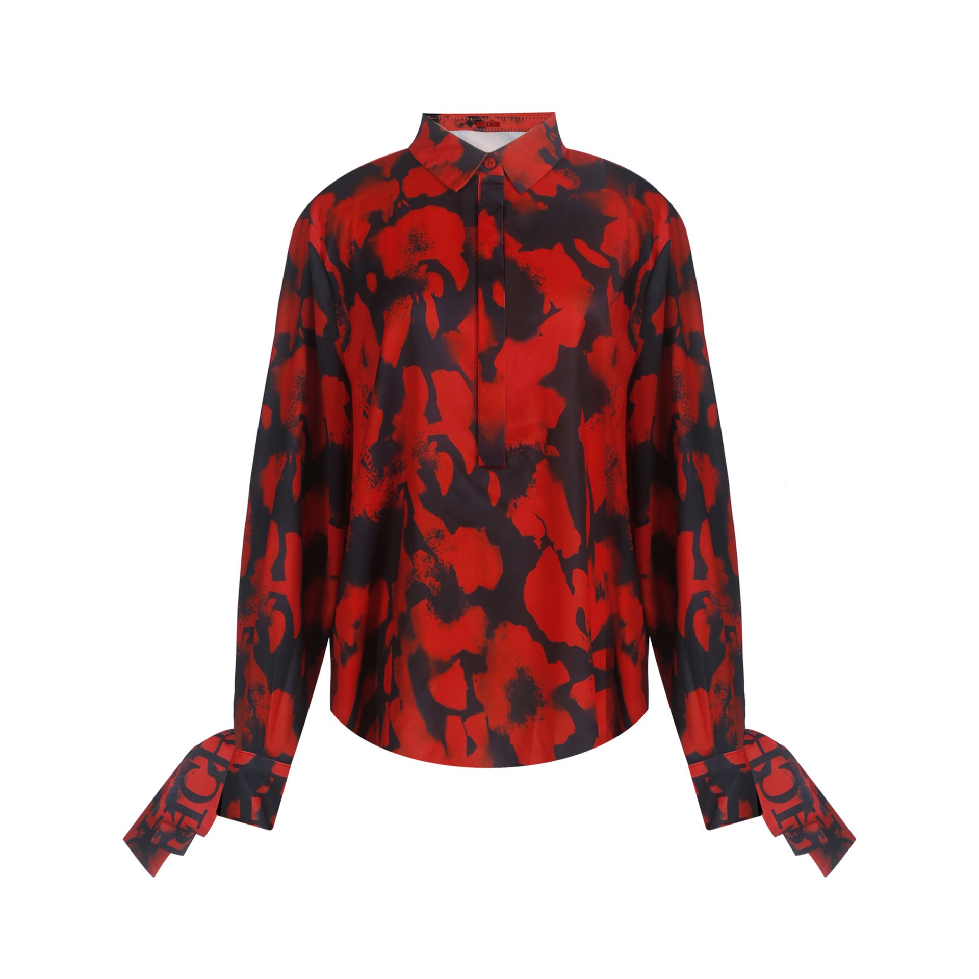 CHCH patterned polo collar button down shirt temperament commuting women's top