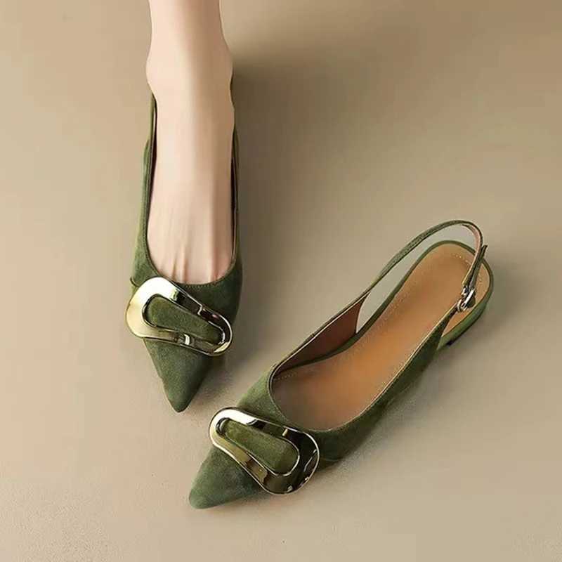 Suede Women Shoes Pointed Toe Fashion Sandals New Slingback Designer Dress Slippers Casual Slides Chaussure Femme W250514