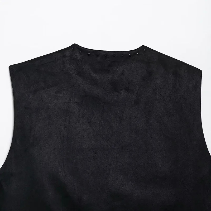 Willshela Womens Fashion Beaded Black Sleeveless Jacket Waist Coat Retro Vneck Tank Top 250506