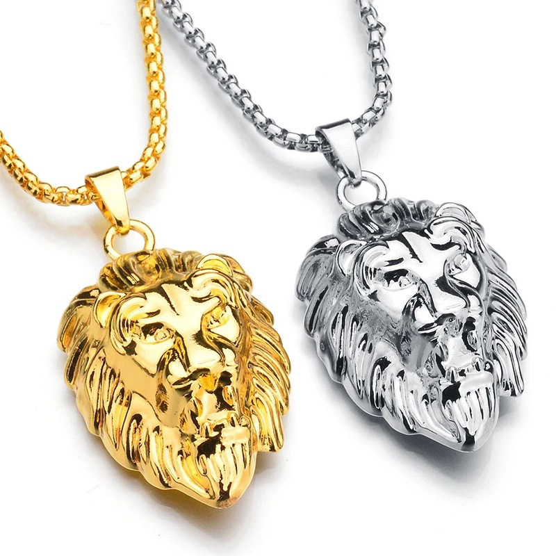 High quality lifestyle, hip-hop style, unisex fashion, personalized and cool, lion head necklace, collarbone chain