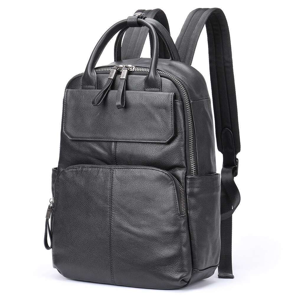 WESTAL Men's Leather Schoolbag Large Capacity Leisure Business Travel Computer Bag Simple Backpack For Men