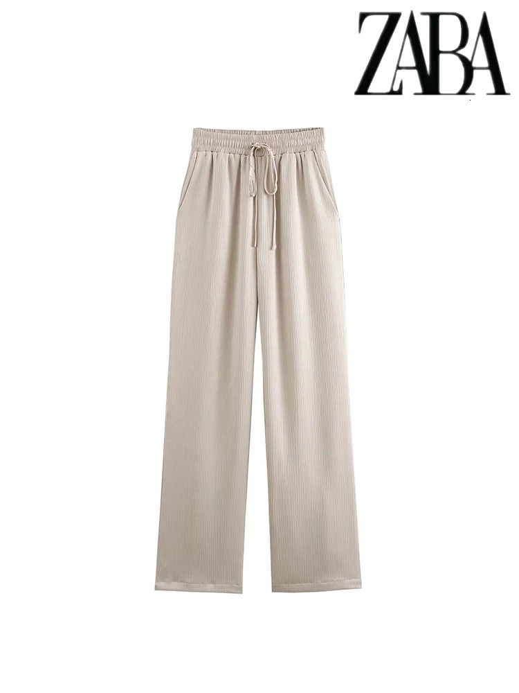 TRAF Womens Solid Color Casual Set Double Chest Collar Jacket High Waist Wide Leg Pants Two Piece 250530