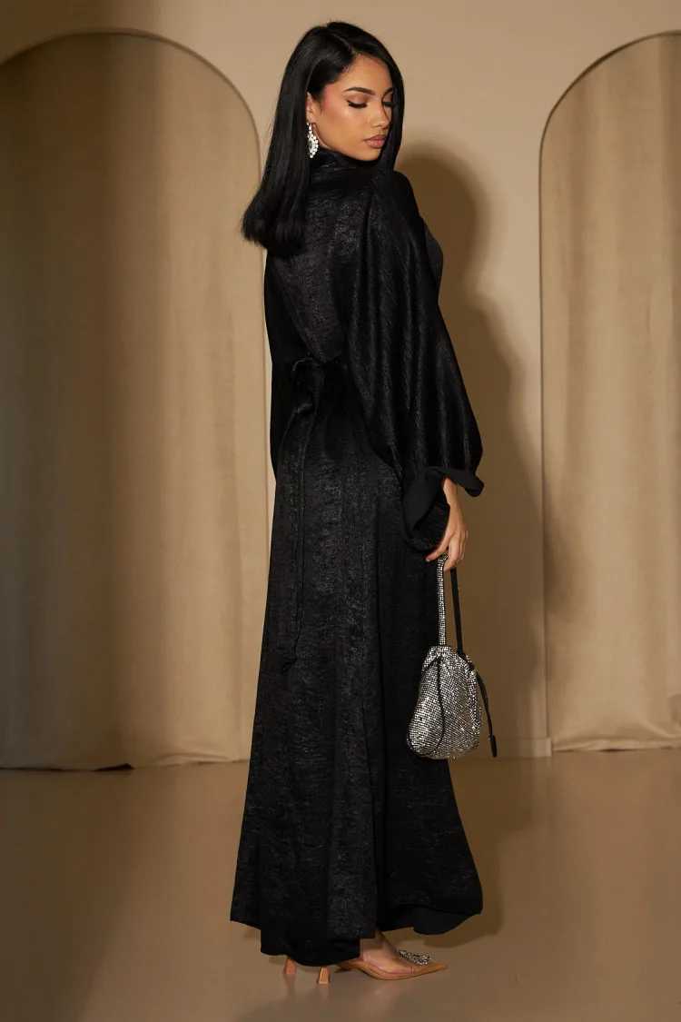 New Modest Muslim Loose Slve Belted Dress Robes Corban Eid Al Adha Shiny Party Evening Dresses Moroccan Turkey Dubai Vestidos X2505141