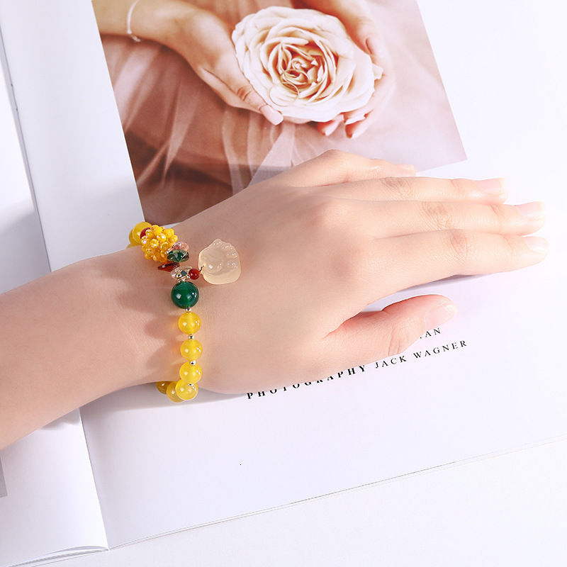 Agate stone crystal pendant bracelet, niche design, best friend girlfriend birthday gift, jewelry bracelet