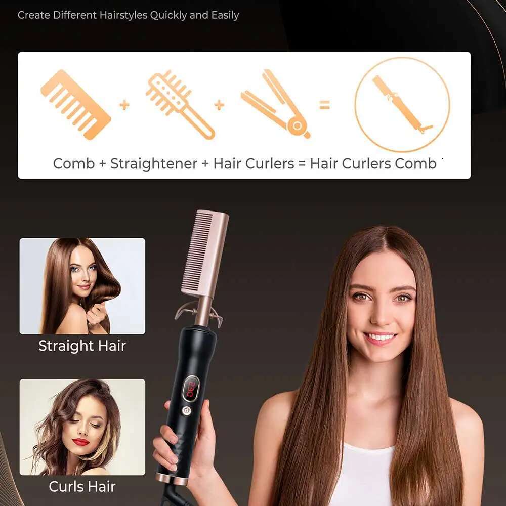 Electric Fast Heating Portable Travel Anti-Scald Beard Straightener Hair Styling Tool 2 in1 Hot Comb