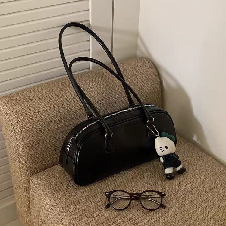 2025 New Style Bag Korean Edition Autumn/Winter New Style Women's Oil Wax Leather Designer Advanced Retro Versatile One Shoulder Armpit Bag, Fren