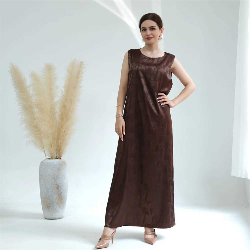 Inner Abaya for Women Plain Print Satin Slveless Muslim Long Dress Under Abayas Kimono Dubai Turkey Slip Dresses Ramadan Eid X250514