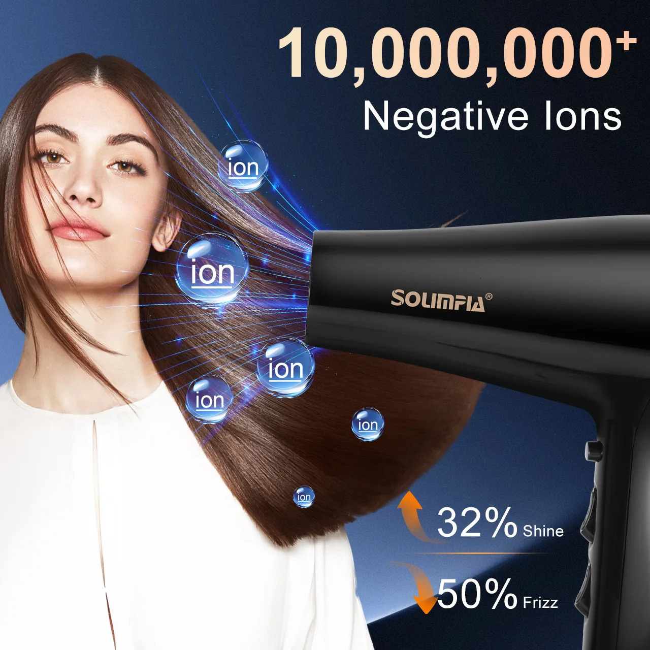 Household Electric Hair Dryer with 5 Wind Temperature Settings and Negative Ion Hair Care High-Power Hair Dryer 250513
