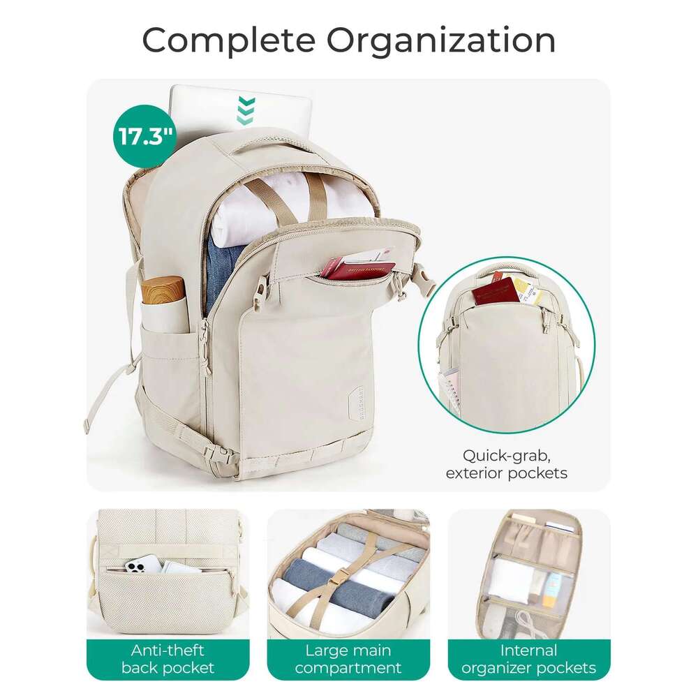 BAGSMART For Women 30L Carry On Flight Approved TSA Travel Bag Water Resistant Lage Daypack Men's Backpack