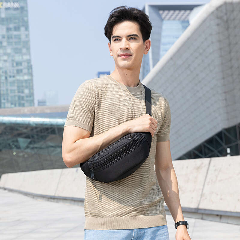Waterproof Nylon Crossbody Bag for Men - Fashionable Commuting & Travel Front Waist Pack