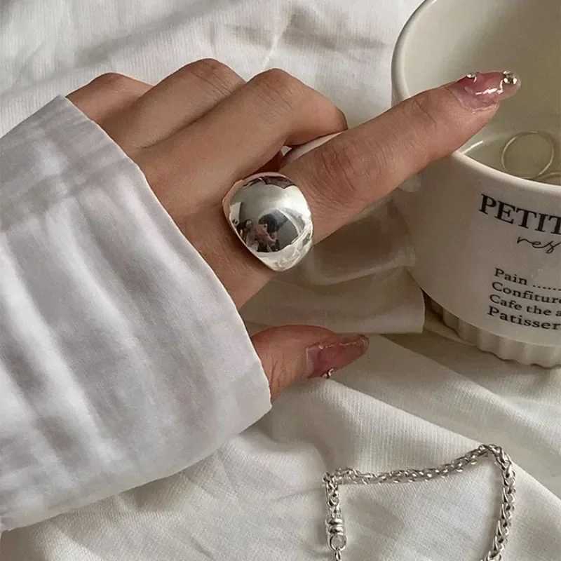 925 Sterling Silver Smooth Ring for Women Gift Personality Punk Creative Adjustable Minimalism Jewelry DropshippingXJ250514