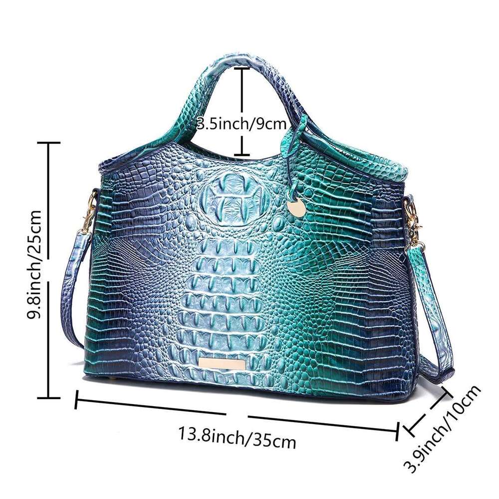 Genuine Leather Crocodile Pattern Colorful Solid Color High-End Retro Women's Handbag