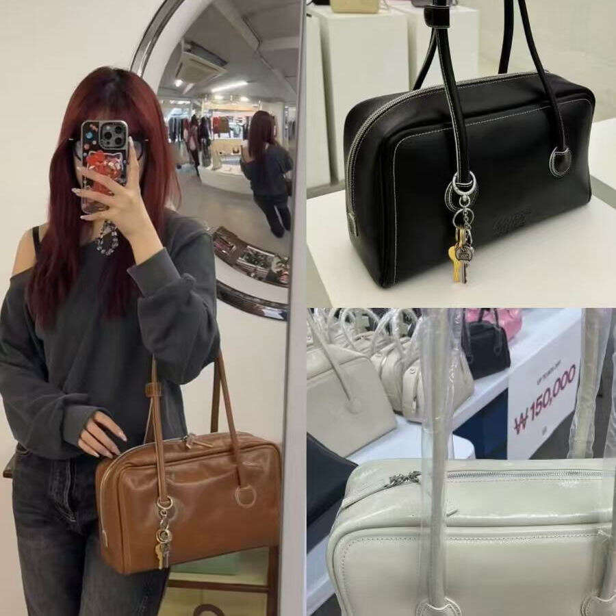 Margesherwood Korean Edition New Fashionable Casual Leather Boston Handbag Underarm Shoulder Bag