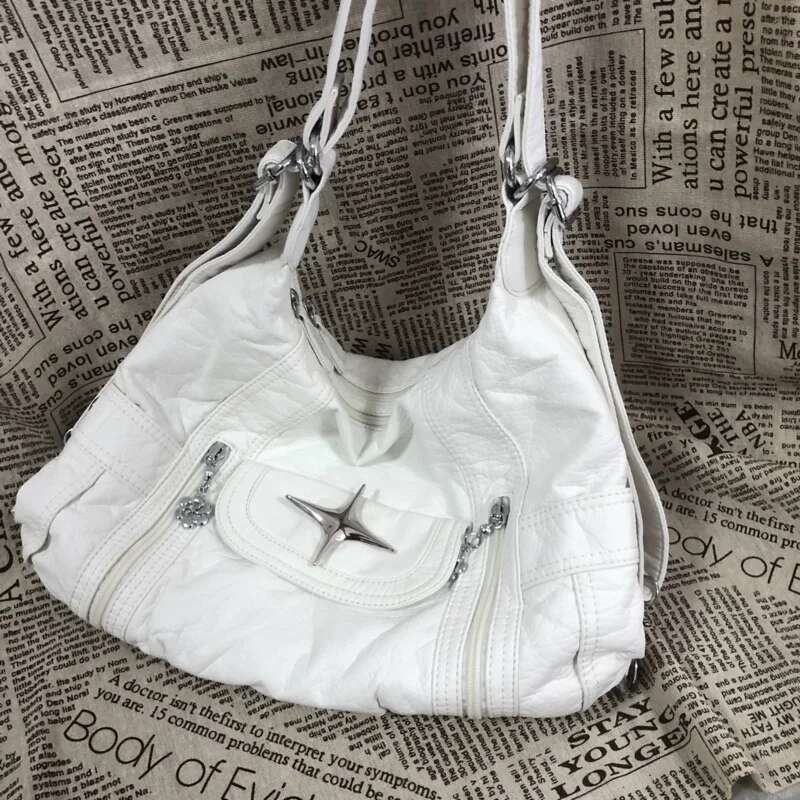 Soft Leather Large Capacity Tote Star Classic Shoulder Y2k Korean Casual Crossbody Bag Versatile Student Bags