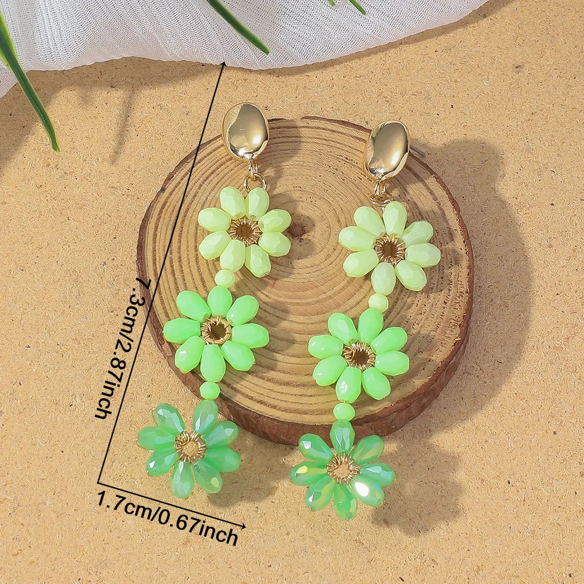 Delicate Sweet Flower Crystal Beads Drop Earrings for Women Girls Bohemian Multicolor Handmade Long Earrings Summer Jewelry Gift 250514